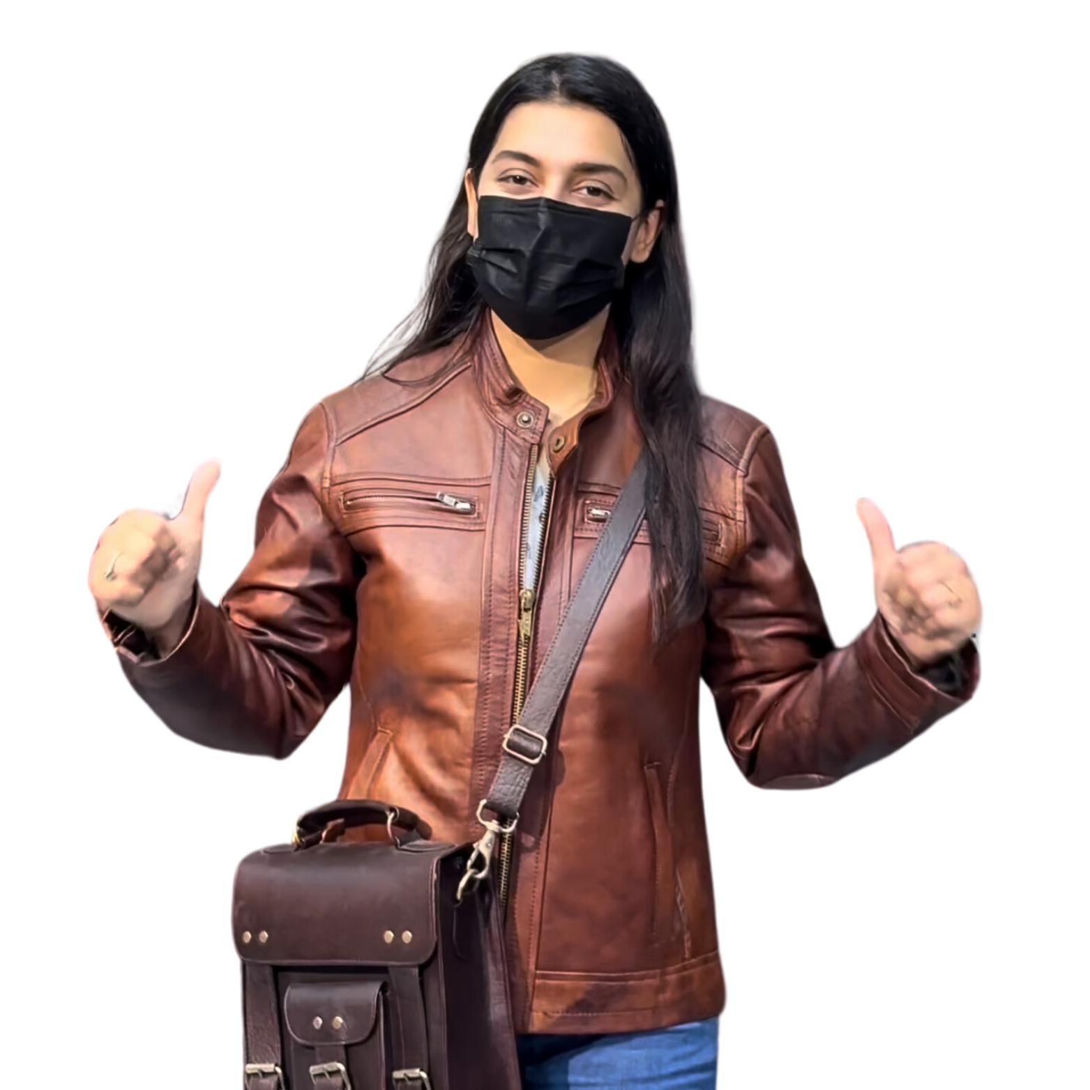 BIKER Leather Jacket – TERRY BROWN – Lamb skin – Soft and Light – GR