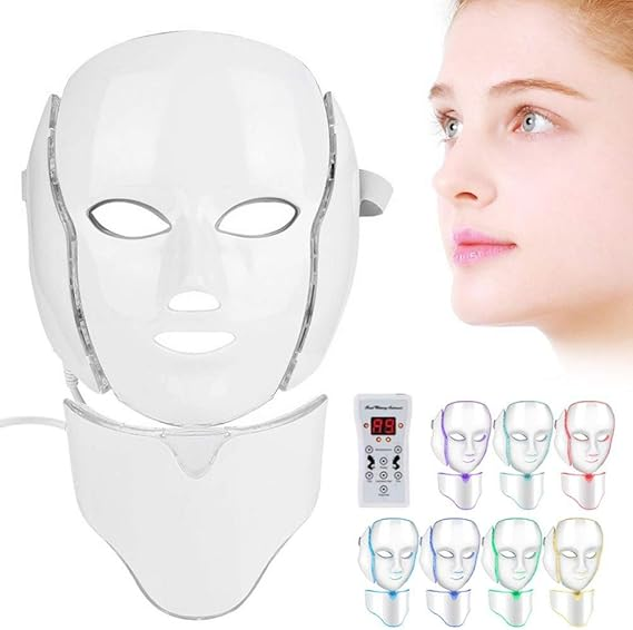 LED Light Therapy Mask for Face & Neck – 7 Colors Skin Rejuvenation Machine for