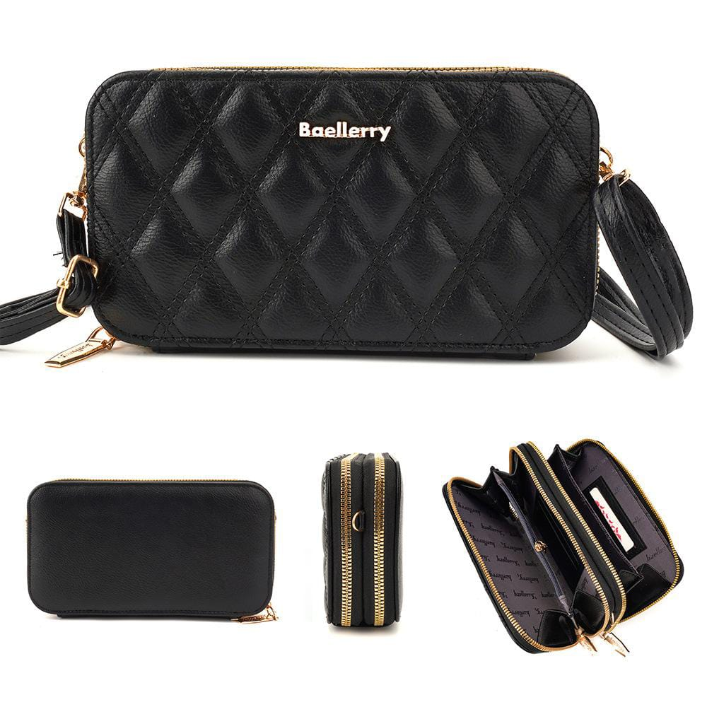 “Korean Style Women’s Cellphone Purse with Diamond Motif – PU Leather Shoulder B