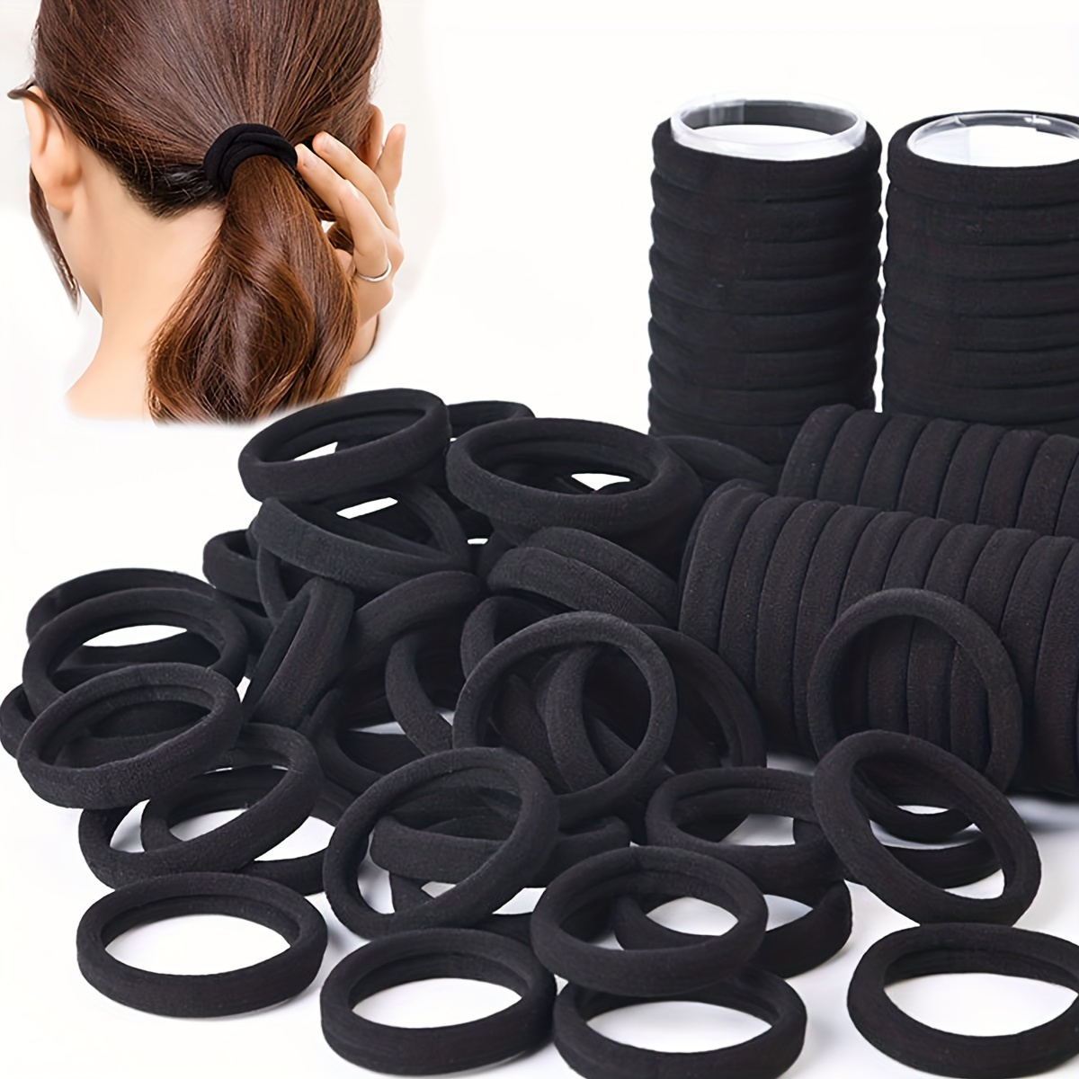 Black Hair Bands for Women Girls Hairband High Elastic Rubber Band Hair Ties Pon