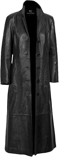 Women’s Duster Long Black Trench Coat  Women’s Full Body Leather Long Coat  Lo