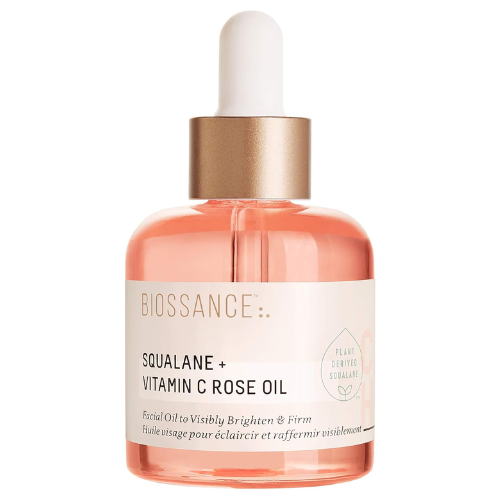 BIOSSANCE Squalane and Vitamin C Rose Oil. Facial Oil to Visibly Brighten, Hydra