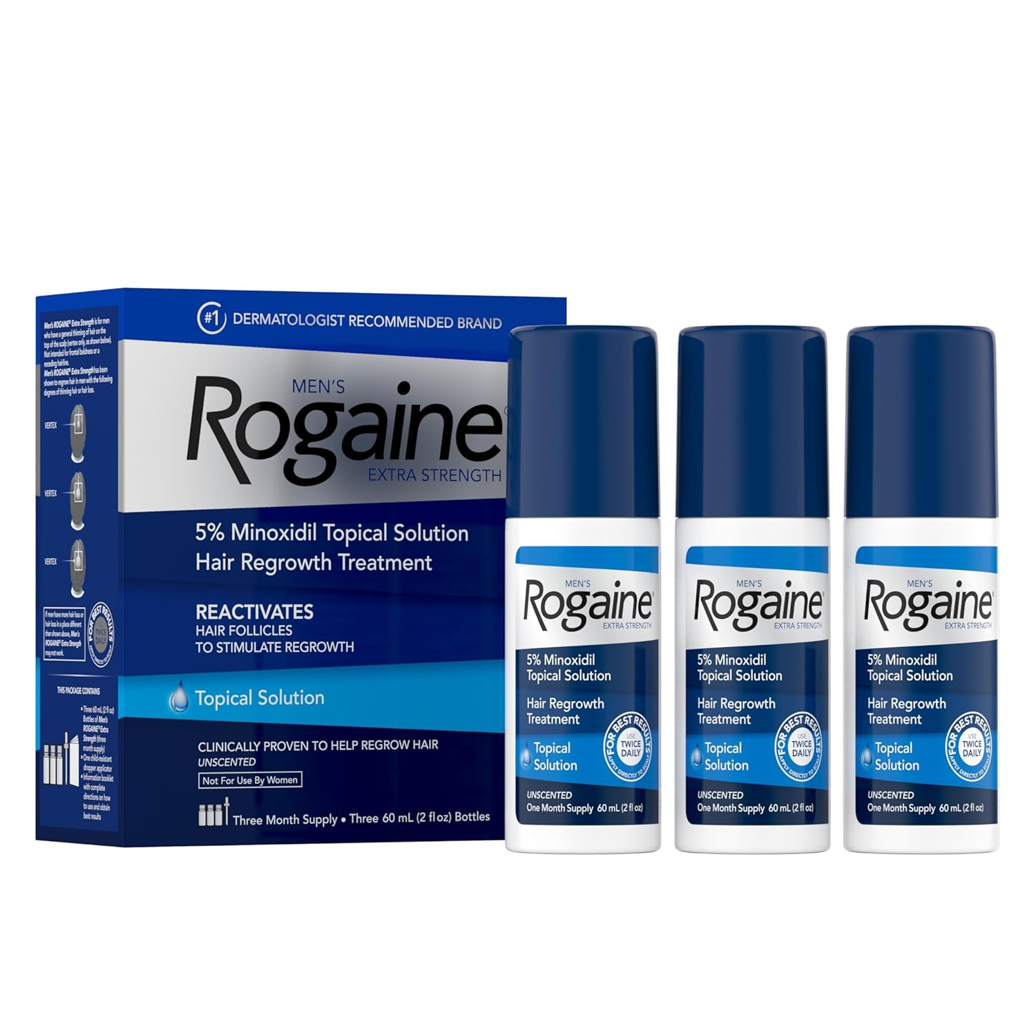 Men’s Rogaine Extra Strength 5% Minoxidil Topical Solution for Hair Loss and Hai