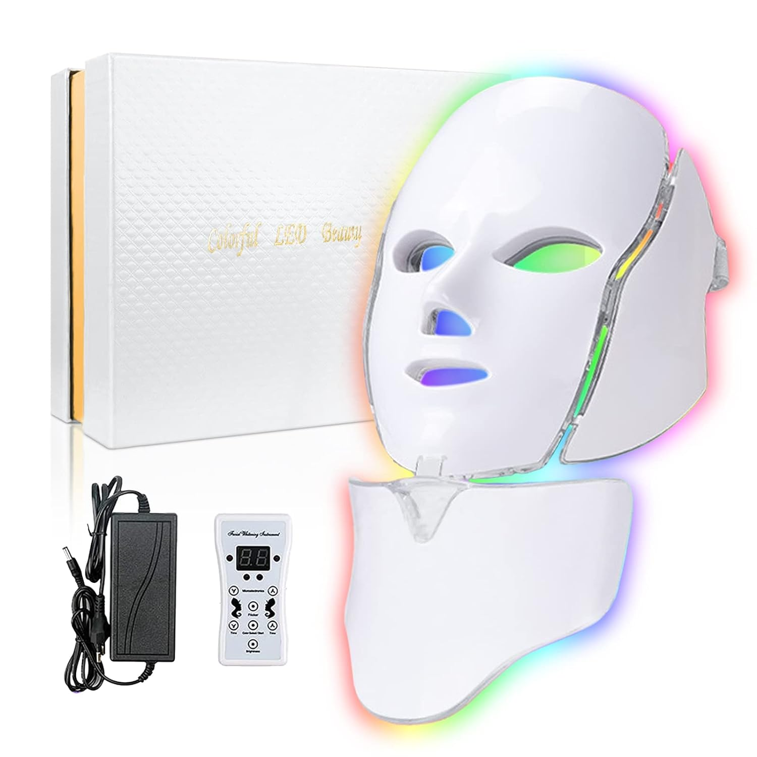 Red Light Therapy for Face, Led Face Mask Light Therapy, 7-1 Colors LED Facial S