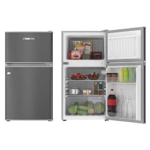 Nikai 135L Gross/88L Net, Small Double Door Mini Refrigerator with Vegetable Cri