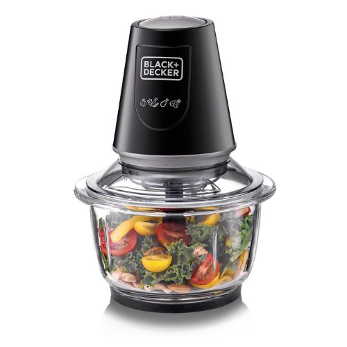 BLACK+DECKER Multi-Function Glass Chopper & Mincer, 400W, XXL 1.2L Bowl, 4-Blade
