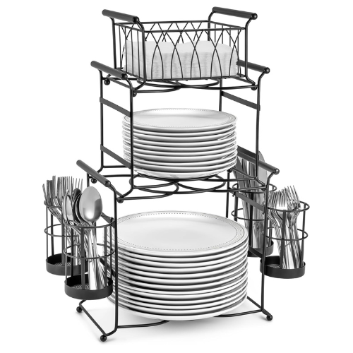 Sorbus® Buffet Caddy — 7-Piece Stackable Set Includes Plate, Napkin, and Silverw
