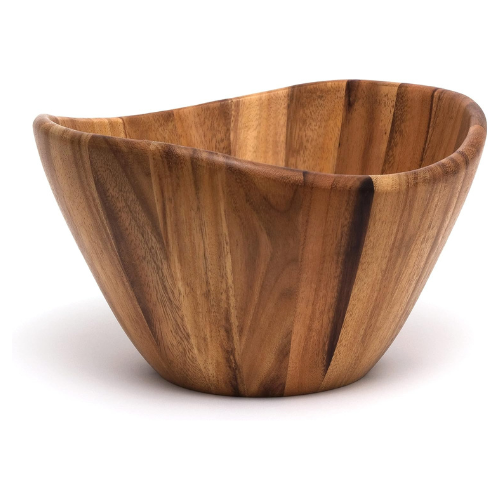 Lipper International Acacia Wave Serving Bowl for Fruits or Salads, Large, 12" D