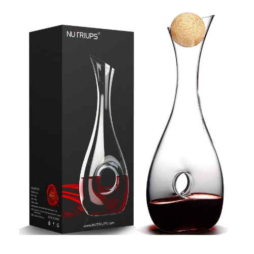 NUTRIUPS Wine Decanter with Stopper,1.2L, Lead-free, Hand Blown, Red Wine Decant