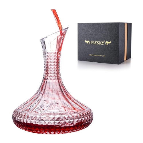 Paysky Thick Wine Decanter with Gift Box, Crystal Glass Engraved Decanter, Elega