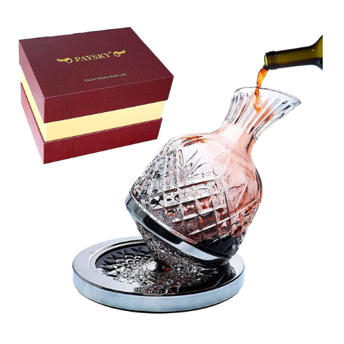 Paysky Wine Decanter 360°Rotating Luxurious Gift for Wine Lover ,Crystal Decante