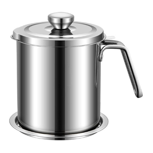 U-HOOME Stainless Steel Oil Filter Pot Oil Strainer, 1.8L Oil Storage Container