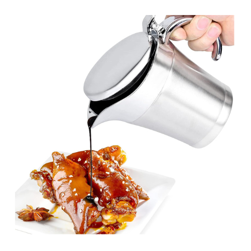 ISTOOLL Stainless Steel Gravy Boat, Double Insulated Gravy Sauce Jug with Hinged