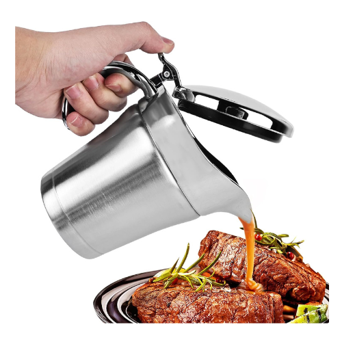 Stainless Steel Thermal Gravy Boat 500 ml, Double Insulated Sauce Jug, Elegant S