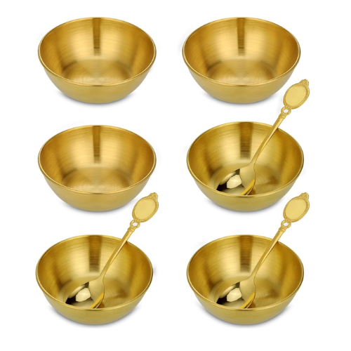 Dipping Bowls Set of 6, Stainless Steel Golden Dip Bowls, Serving Dishes Set, Ta