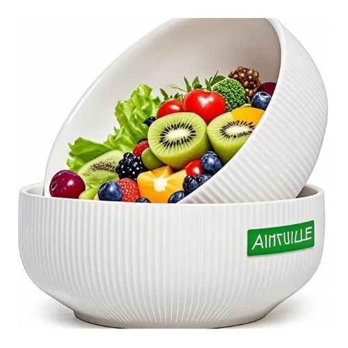 2 Pack Salad Bowl, 8 inch 60 oz Large Serving Bowl Set, Deep Bowl for Kitchen, W