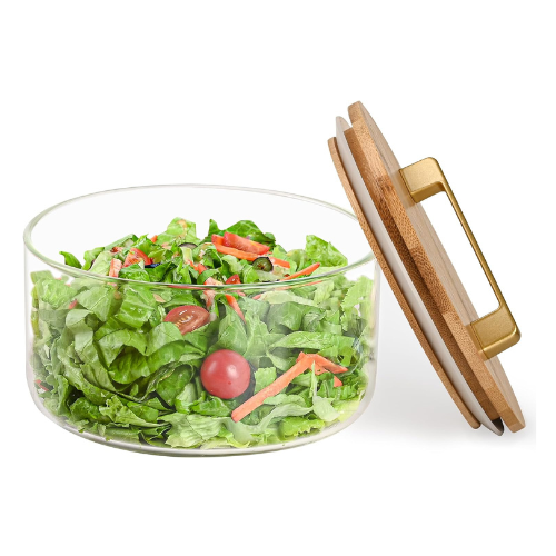 YUBAMIN Glass Salad Bowl with Lid, Glass Mixing Bowl with Lid for Salads, Servin