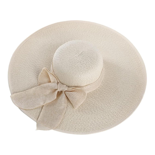 JOYEBUY Women Big Bowknot Straw Hat Floppy Foldable Roll up UV Protection Beach 