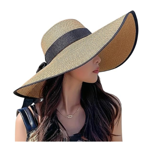 Beach Hats for Women, Wide Brim Sun Straw Hat for Women, Sun Hat UPF 50+ UV Prot
