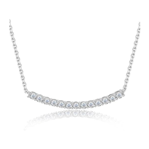 Ladies' Moissanite necklace, 925 silver plated with 18K white gold, 0.5CT lab-cr