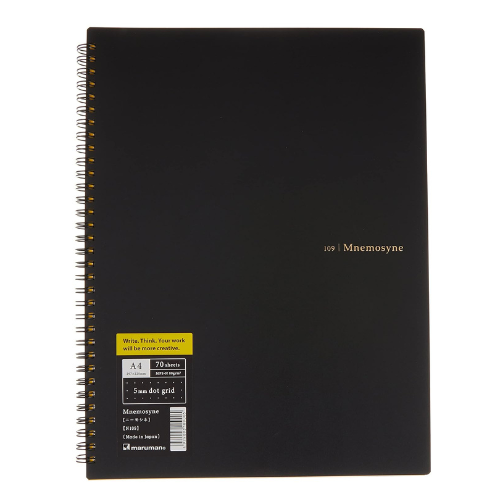 Maruman MNEMOSYNE Notebook 11.69 x 8.66 Inches (A4), 5mm dot grid, 70 Sheets (N1