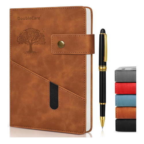 Lined Journal Notebook, A5 Leather Hardcover Thick College Ruled Thick Classic w