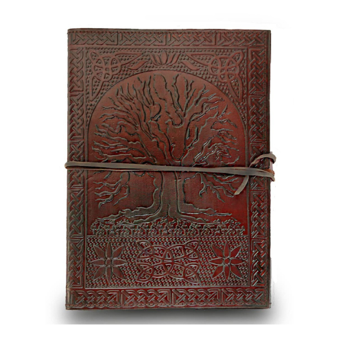 Handmade Large 10" Embossed Leather Journal Celtic Tree Of Life blank personal D