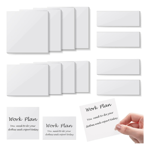 Zonon 12 Packs 600 Pieces Translucent Sticky Notes See Through Clear Sticky Note