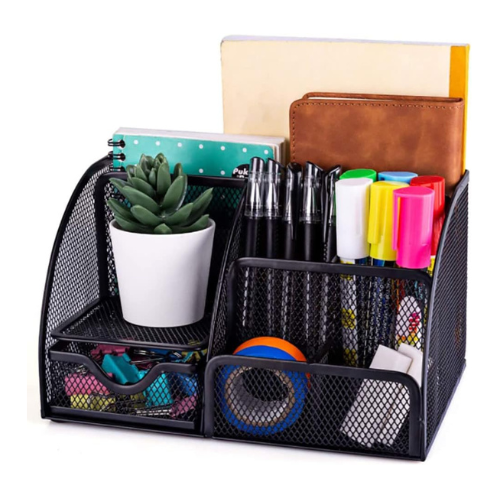CLOUDFOUR Mesh Desk Organizer Office Supplies Multi-Functional Caddy Pen Holder 