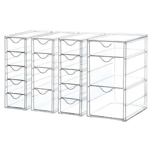 Vtopmart Acrylic Organizer with 16 Drawers (4 Set),Clear Storage Drawers for Off