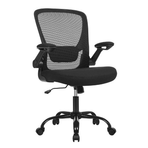 SONGMICS Office Chair with Folding Armrest, Desk Mesh Chair, Ergonomic Computer 