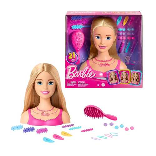 Barbie Doll Styling Head, Blond Hair with 20 Colorful Accessories