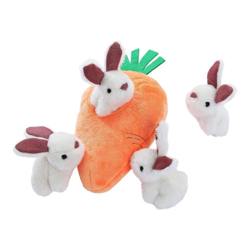 Basics Rabbit and Carrot Puppy/Dog Toys for Hide and Seek with Soft Plush, 5 Cou