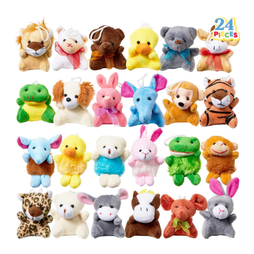 JOYIN Toy 24 Pack Mini Animal Plush Toy Assortment (24 Units，7.6cm) Animals Keyc