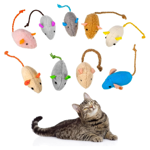 Dacitiery 9Pcs Cat Catnip Mice Toys for Cat, Soft Mouse Toys Playing Chewing Tee