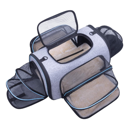 Siivton Pet Carrier Airline Approved - 4 Sides Expandable With Removable Fleece 