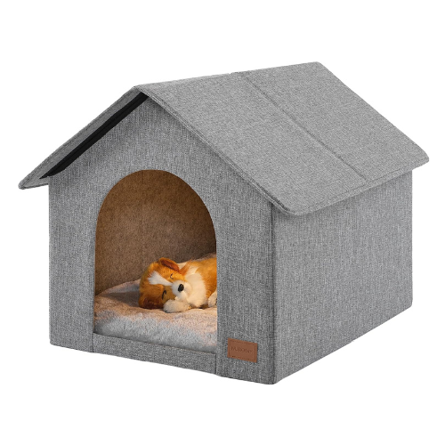 NUROMY Indoor Dog House with Washable Plush Cushion, Medium Size for Dogs Under 