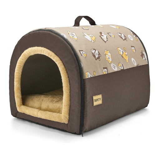 Jiupety Cozy Pet Bed House, 2 in 1 Pet House, L Size for Medium Dog, Warm Cave S