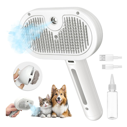 Pecait Spray Cat Brush for Shedding, 3 In 1 Steam Cat Brush Self Cleaning Dog Br