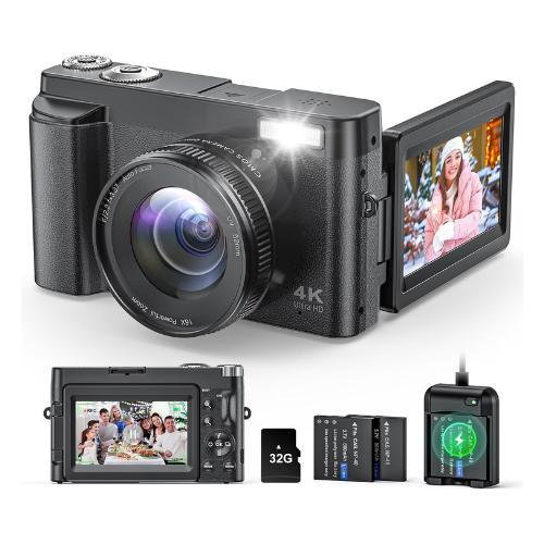 4K Digital Camera for Photography and Video, Autofocus Anti-Shake 48MP Vlogging 