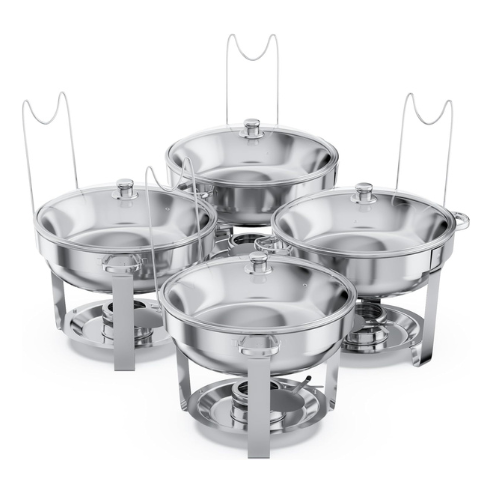 Alpha Living Chafing Dish Buffet Set of 4 – Complete Stainless Steel Chaffe Buff