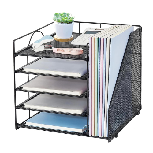 SPNOR Desk Organizers and Accessories, 5-Tier Paper Letter Tray Organizer with F