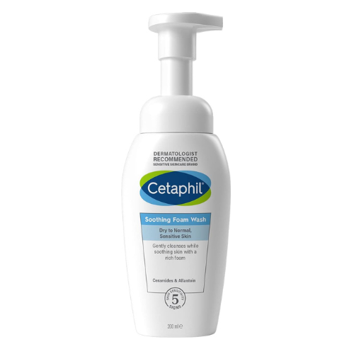 Cetaphil Soothing Foam Face Wash, 200ml, Foaming Cleanser with Ceramides for Nor