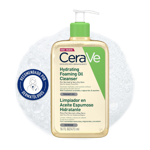 CeraVe Hydrating Foaming Oil Cleanser 473ml for Normal to Very Dry Skin with Squ
