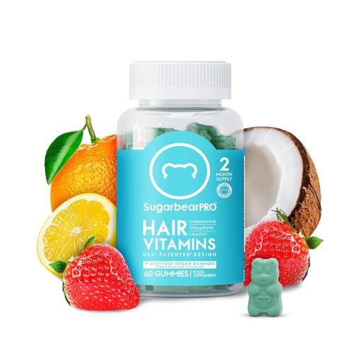 Sugarbear Pro Hair Vegan Vitamin Gummies for Luscious Halal Vegan with Vitamin C