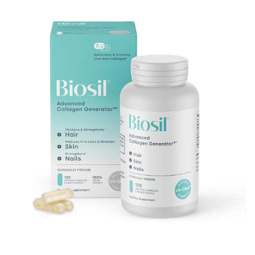 BioSil - 120 Vegan Capsules - with Patented ch-OSA Complex - Increase Collagen P