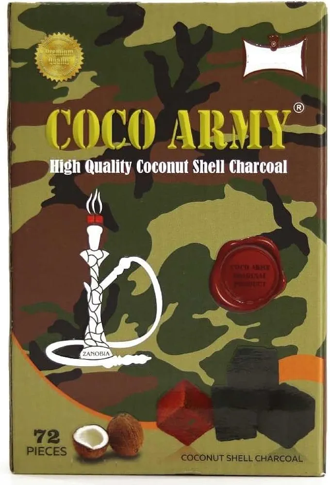 Puffs point:Coco Army Coconut Charcoal for Shis'ha/Bakhoor 72 Cubes - 1 Kg