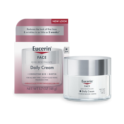 Eucerin Q10 Anti-Wrinkle Face Cream, Unscented Face Cream for Sensitive Skin, 1.