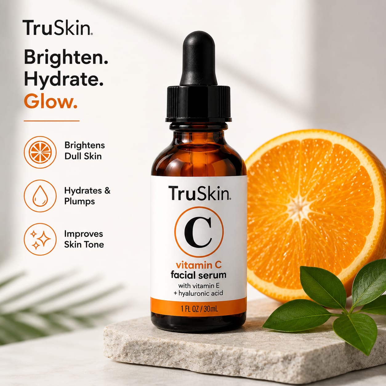 TruSkin Vitamin C Super Serum for Face - Five Skin Benefits in One Serum with Vitamin C, Retinol, Niacinamide, Hyaluronic Acid & Squalane - Brighten, Firm & Smooth the Look of Skin - 1 fl oz