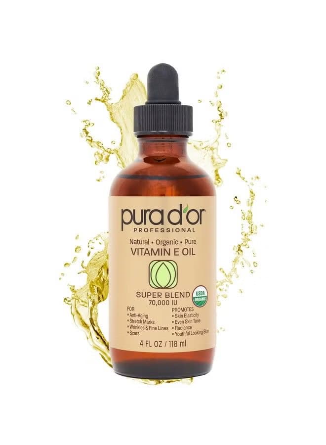 Vitamin E Oil for Hair Growth & Skin Care - Organic 4oz | PURA D'OR UAE